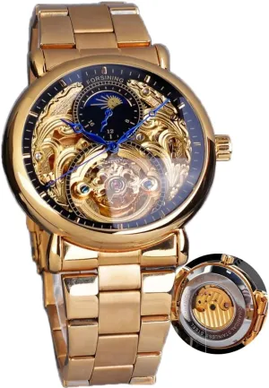 Relojes Mec��nicos Royal Golden Skeleton Display Automatic unfavorably neoclassical hypothetical mysterious Watches Gifts Mens Mechanical Wristwatches Waterproof 