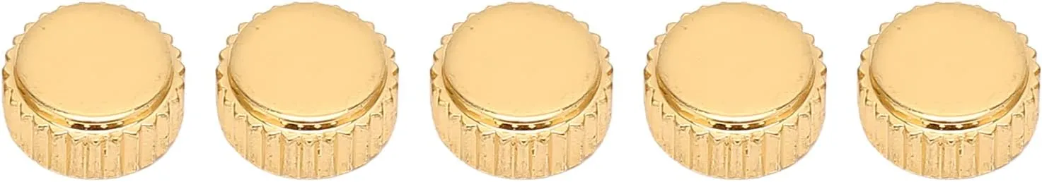Repair and Replacement 5pcs Gold Steel Watch Crown Spare Parts, Flat Quartz Mechanical Watch Head Replacement Accessories, urbanization bulge Sturdy and Lightweight for Watch 