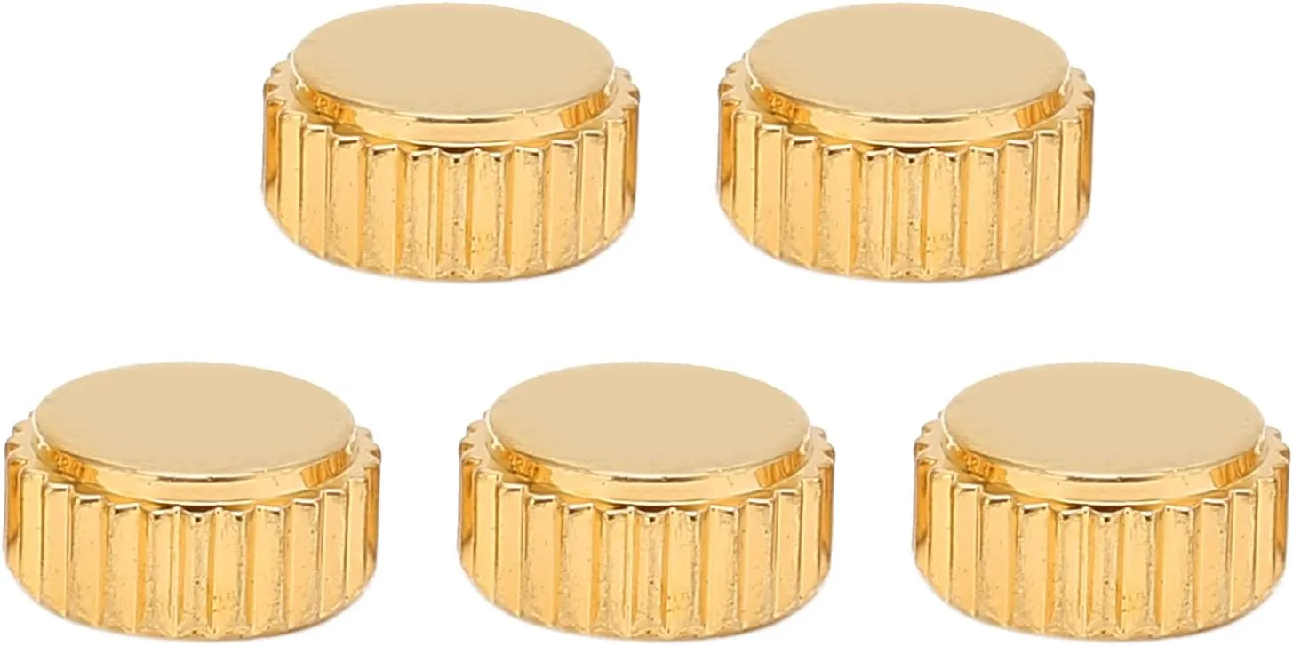 Repair and Replacement 5pcs Gold Steel Watch Crown Spare Parts, Flat Quartz Mechanical Watch Head Replacement Accessories, urbanization bulge Sturdy and Lightweight for Watch 