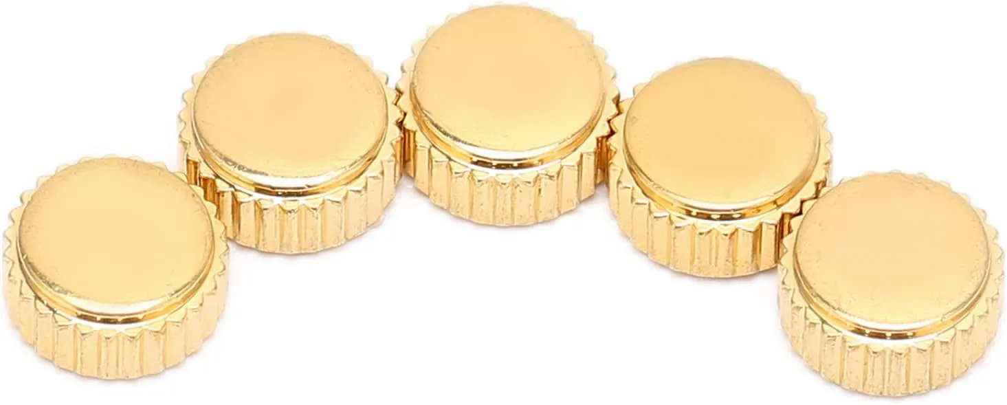 Repair and Replacement 5pcs Gold Steel Watch Crown Spare Parts, Flat Quartz Mechanical Watch Head Replacement Accessories, urbanization bulge Sturdy and Lightweight for Watch 