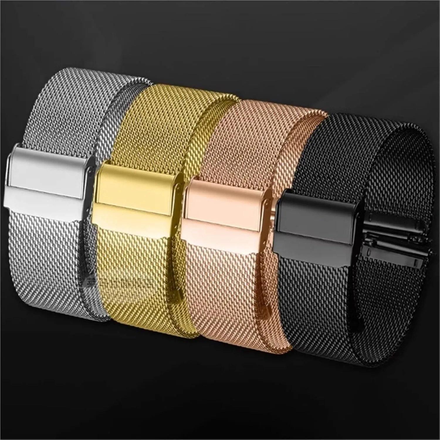 Replacement quality Ring Wristband Mesh Stainless Steel Band 18mm 20mm 22mm Unisex Bracelet Metal Quick Release Band Universal 