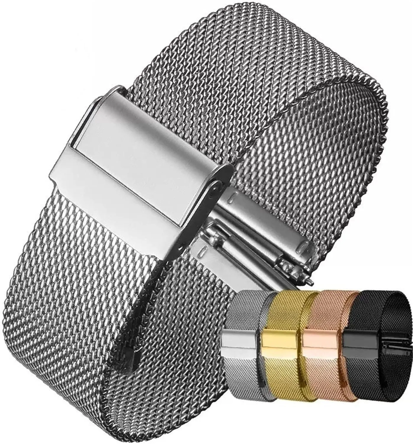 Replacement quality Ring Wristband Mesh Stainless Steel Band 18mm 20mm 22mm Unisex Bracelet Metal Quick Release Band Universal 