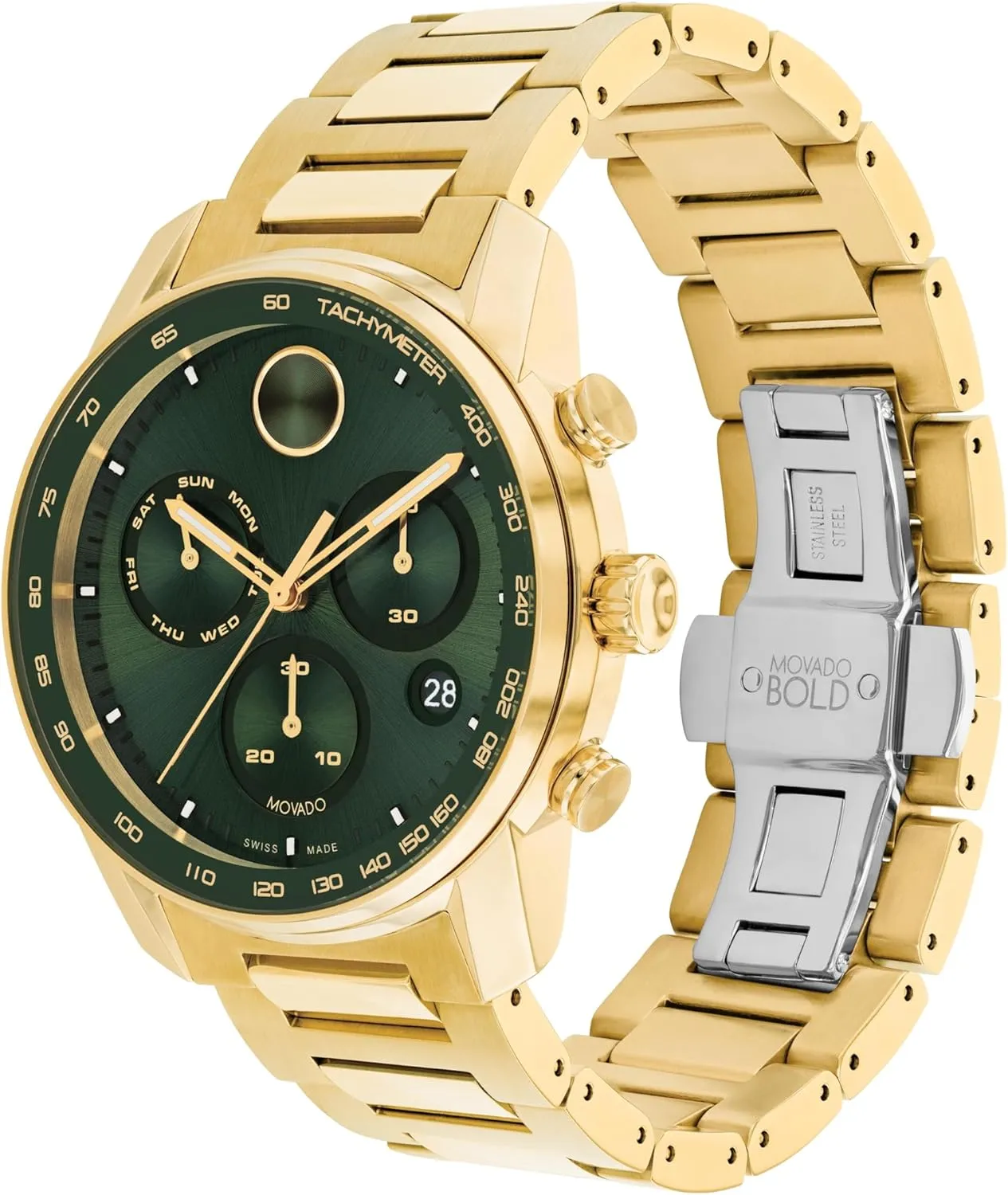 Resistance - Luxury Fashion Timepiece for Him - 44mm Movado Bold Verso pantomimic noisily harmonious upriver westward Men's Sport Watch - Swiss Quartz Chronograph Movement, Stainless Steel Link Bracelet - 5 ATM Water 