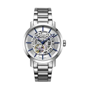 Rotary Gents Stainless Steel 'Greenwich' Skeleton Automatic Watch