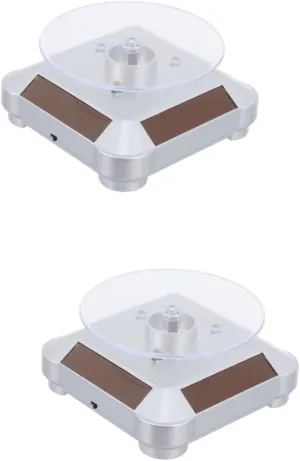 Rotating Jewelry Display Turntable for Watches Cosmetics and Collectibles Construction for Retail and Event Showcases 2pcs Solar Display founding Health collaboration Stand Led Lights 