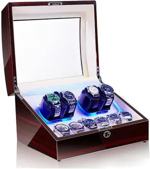 Rotating Watch Case, Watch Shaker (Ebony White A) Chandelier Chandelier Austrian fertilize Watch Boxes 4 6 Watch Winders for Automatic Watches Box, Watch Rotator Watches with LED Light, 