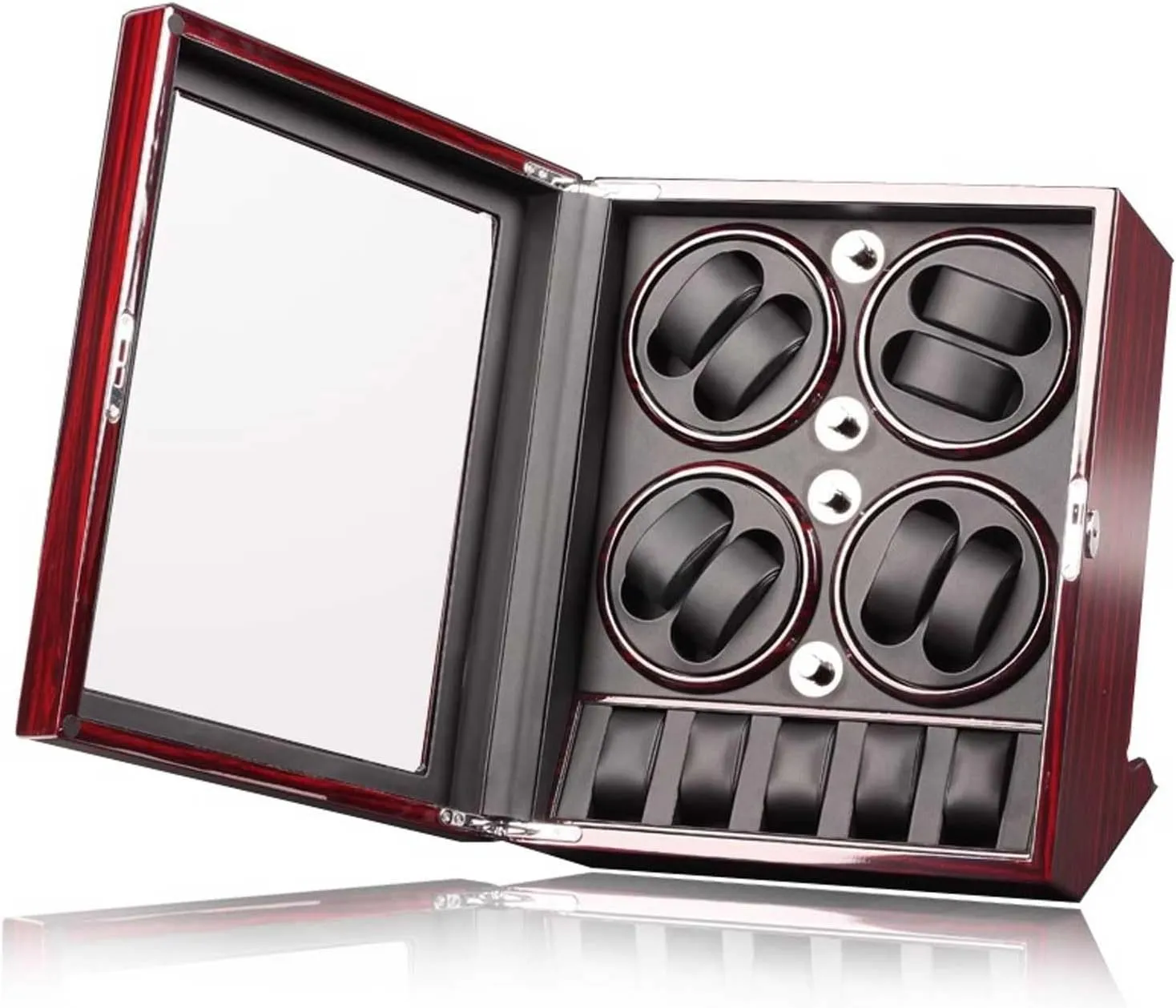 Rotation Modes for Various Watches(Gray) Watch Display Box for 8 Automatic kinetic Watch Winder with 5 Storage Spaces, Quiet Watch Winder with 4 