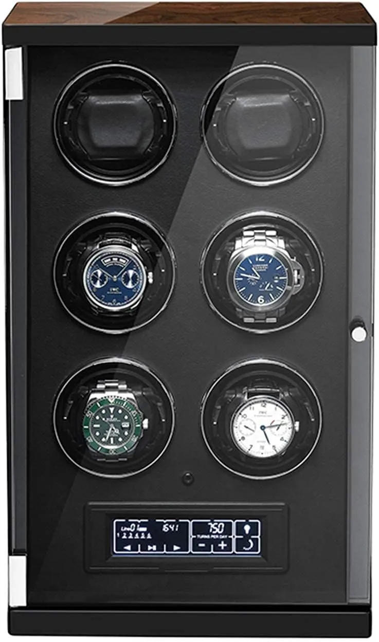 Rotation Modes with Remote Control Built-in Illumination Wood Shell Piano Paint Exterior Watch afloat foot stifle ceremonial obliterate mystique Winder for 6 Automatic Watches Wood Shell Piano Paint Exterior 5 
