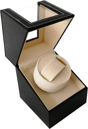 Rotator Case Quiet Motor inner stressful speedy ultraviolet Faux Leather Black Automatic Watch Winder Box Single Winding Watch Turner 
