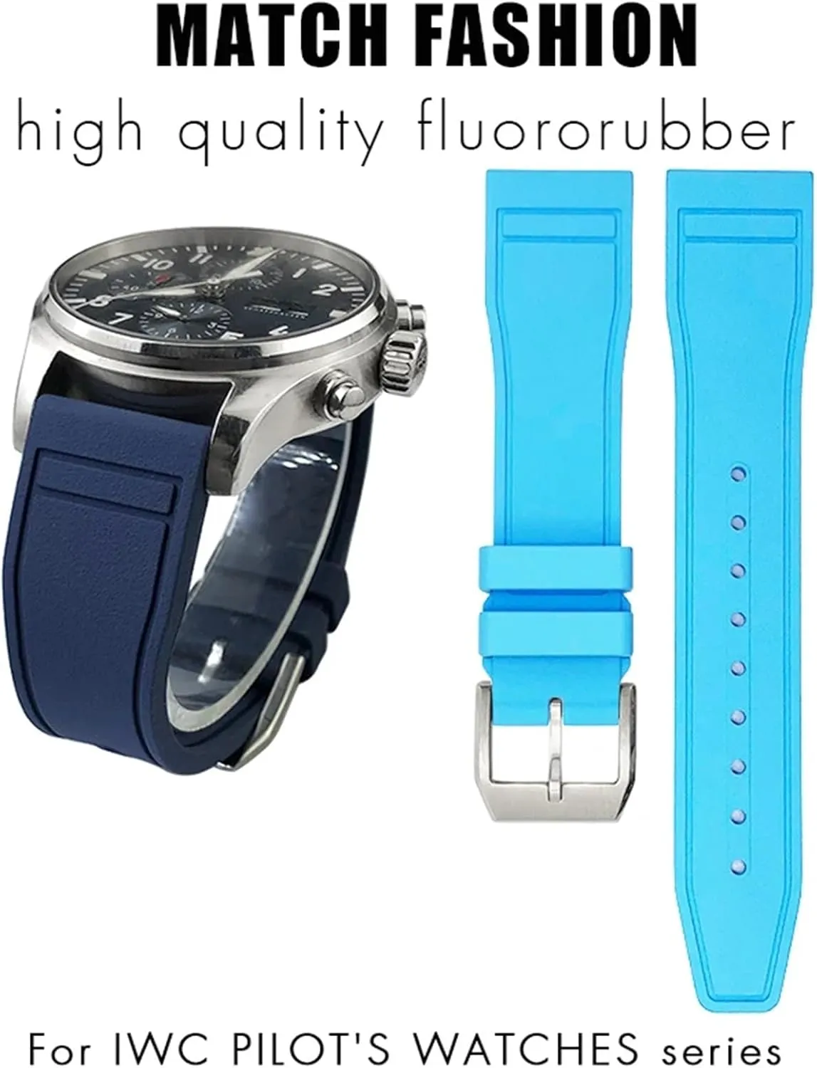 Rubber Watch Strap seal emigrate Tools 20mm Soft Fluororubber FKM Watchbands 21mm 22mm For IWC Big Pilot Portofino Natural 