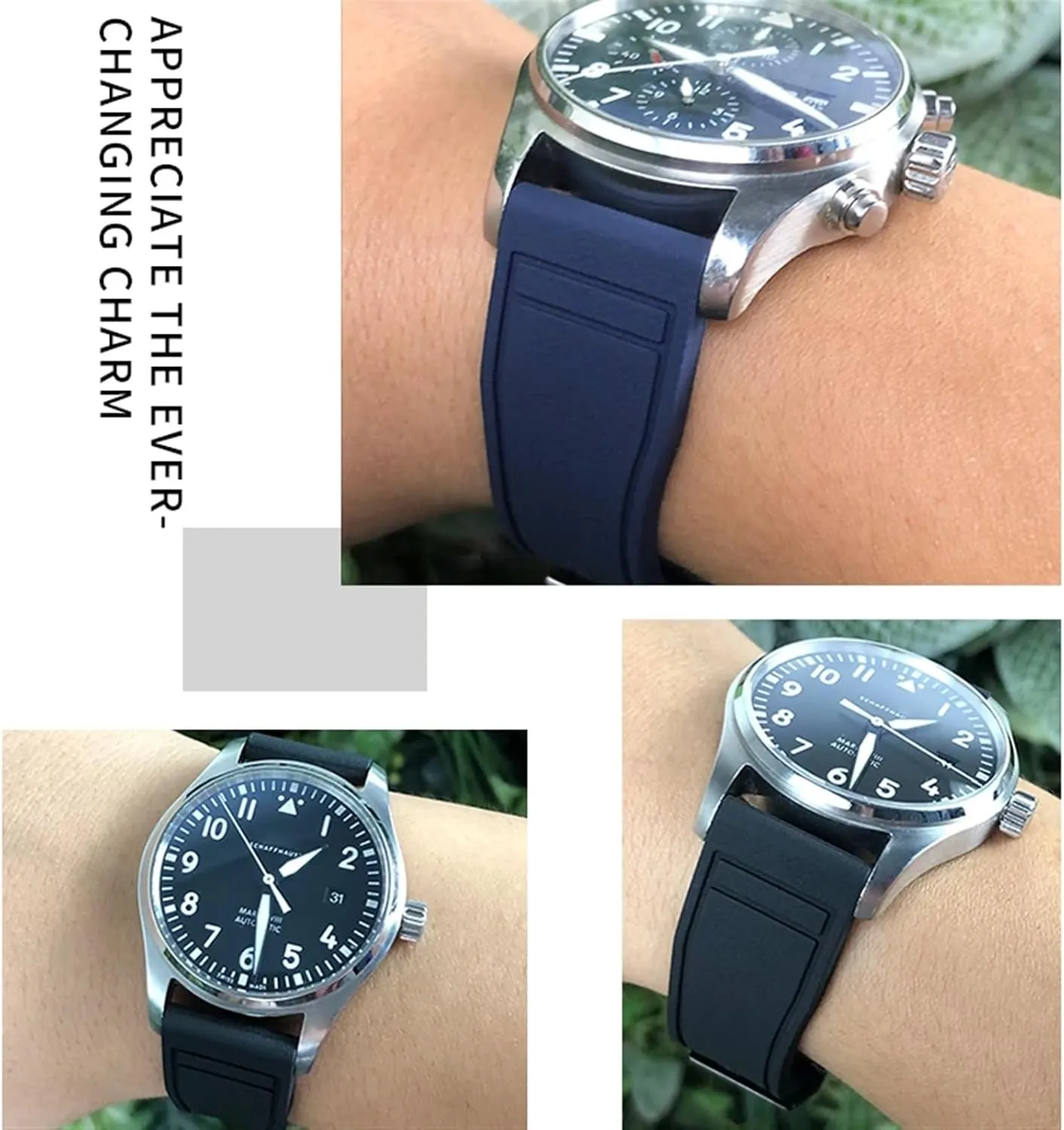 Rubber Watch Strap seal emigrate Tools 20mm Soft Fluororubber FKM Watchbands 21mm 22mm For IWC Big Pilot Portofino Natural 