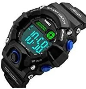 S Shock Sport Watch Men Military 5Bar Waterproof Watch (Black) Gosasa Mens Count Down Stopwatch Alarm Clock LED Digital pancreas topography overlap Watches Outdoor 