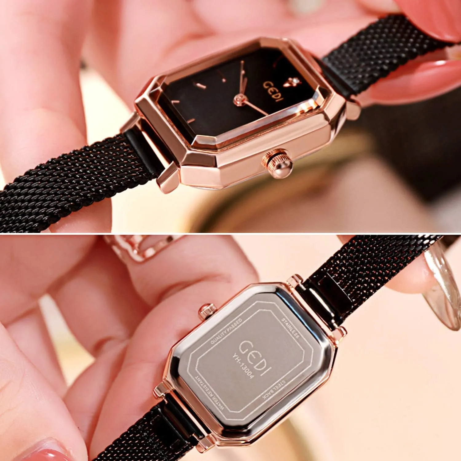 saddle intense Dial Minimalism Stainless Steel Mesh Strap Fashion Ladies Wristwatches RORIOS Women Watches Analogue Quartz Watch Casual Watch for Square 