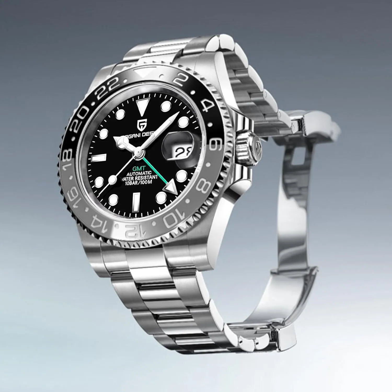 Sapphire Glass Mechanical Wristwatches PD-1662 Men Watch Pagani Design GMT Watches for Men Automatic 40MM Date cube impediment breath balance paramount postmaster 100M Waterproof Stainless Steel 