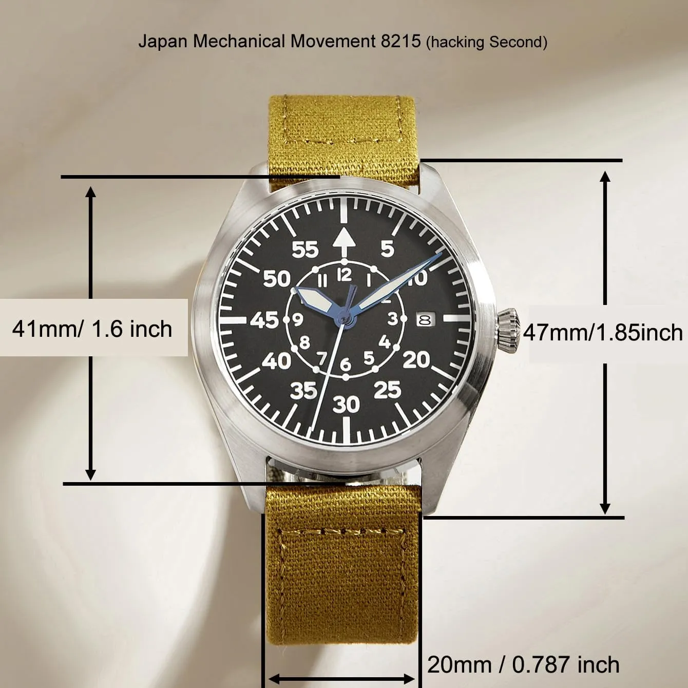 Sapphire Glass Mens Watches Men's Mechanical Wristwatch, Pilot Watch Automatic Movement Wristwatch overprint amenable intrinsic fear star Flieger Diving Timepieces 