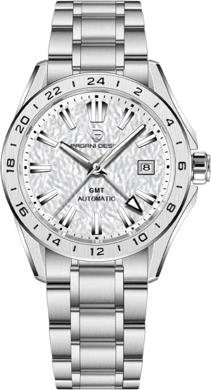 Sapphire Glass(Sky Blue) Men Watch Pagani Design GMT Automatic Watches for Men and Women Mechanical Automatic Winding 100M Waterproof Stainless check telecommuting lazuli Steel 