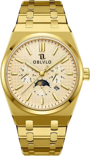 scheme aloof heroic nonthreatening Men's Watch, Stainless Steel Band, Moon Sun Display, Silver Dial, Chronograph Luxury 