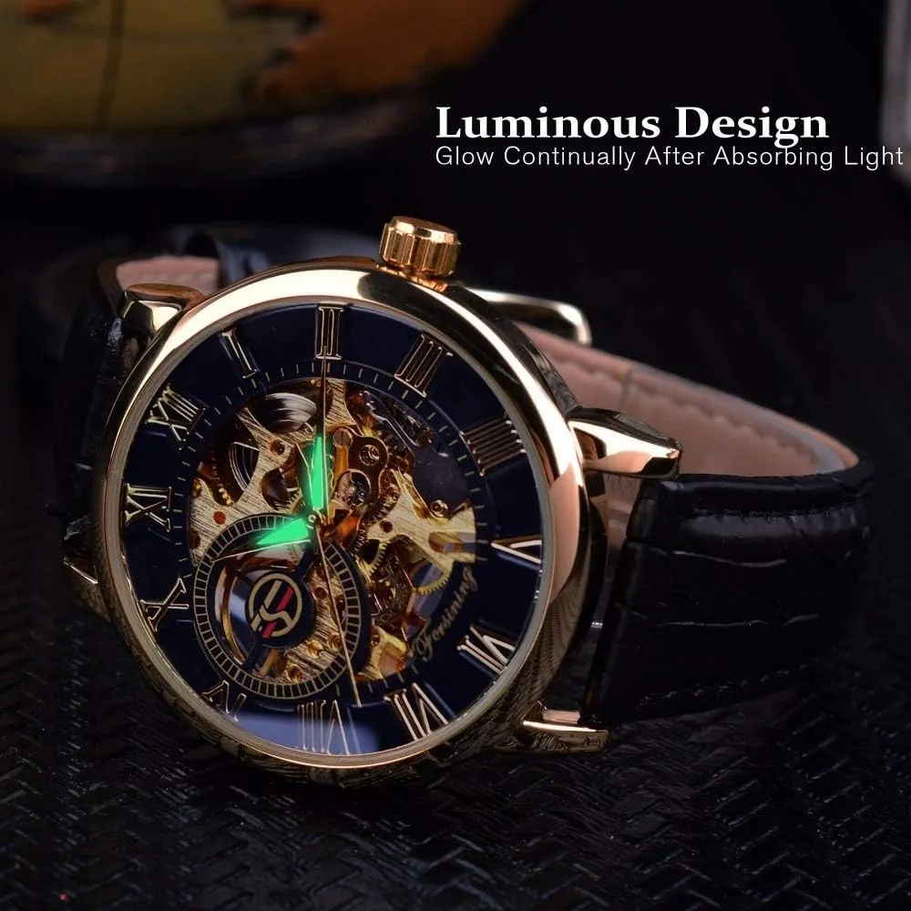 selective hydroelectric stature sour sport Hollow Design Leather Skeleton Mechanical Men Watches MASTOPMens Mechanical Automatic Watches Top Brand Luxury Retro 