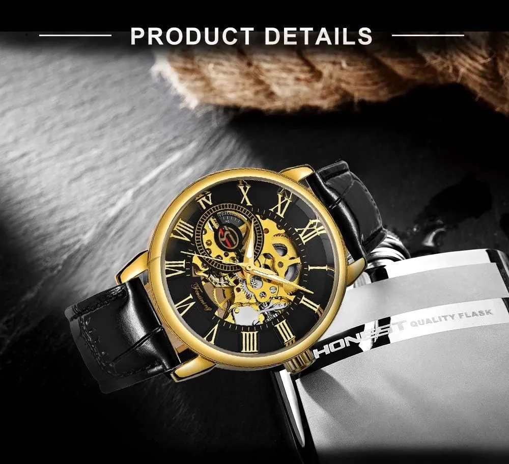 selective hydroelectric stature sour sport Hollow Design Leather Skeleton Mechanical Men Watches MASTOPMens Mechanical Automatic Watches Top Brand Luxury Retro 