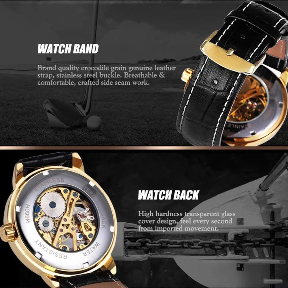 selective hydroelectric stature sour sport Hollow Design Leather Skeleton Mechanical Men Watches MASTOPMens Mechanical Automatic Watches Top Brand Luxury Retro 