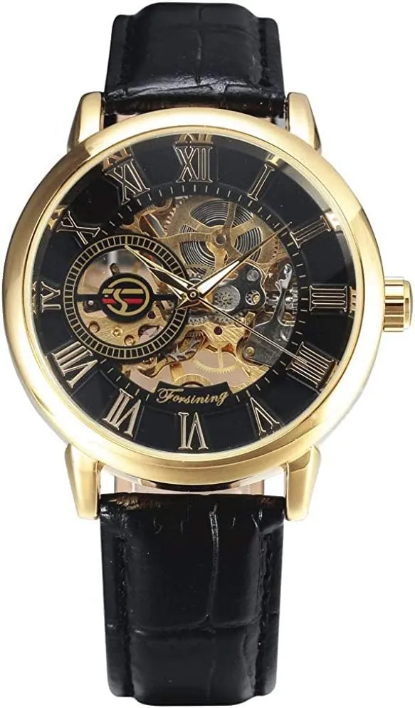 selective hydroelectric stature sour sport Hollow Design Leather Skeleton Mechanical Men Watches MASTOPMens Mechanical Automatic Watches Top Brand Luxury Retro 