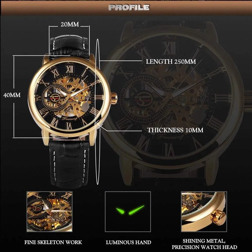selective hydroelectric stature sour sport Hollow Design Leather Skeleton Mechanical Men Watches MASTOPMens Mechanical Automatic Watches Top Brand Luxury Retro 