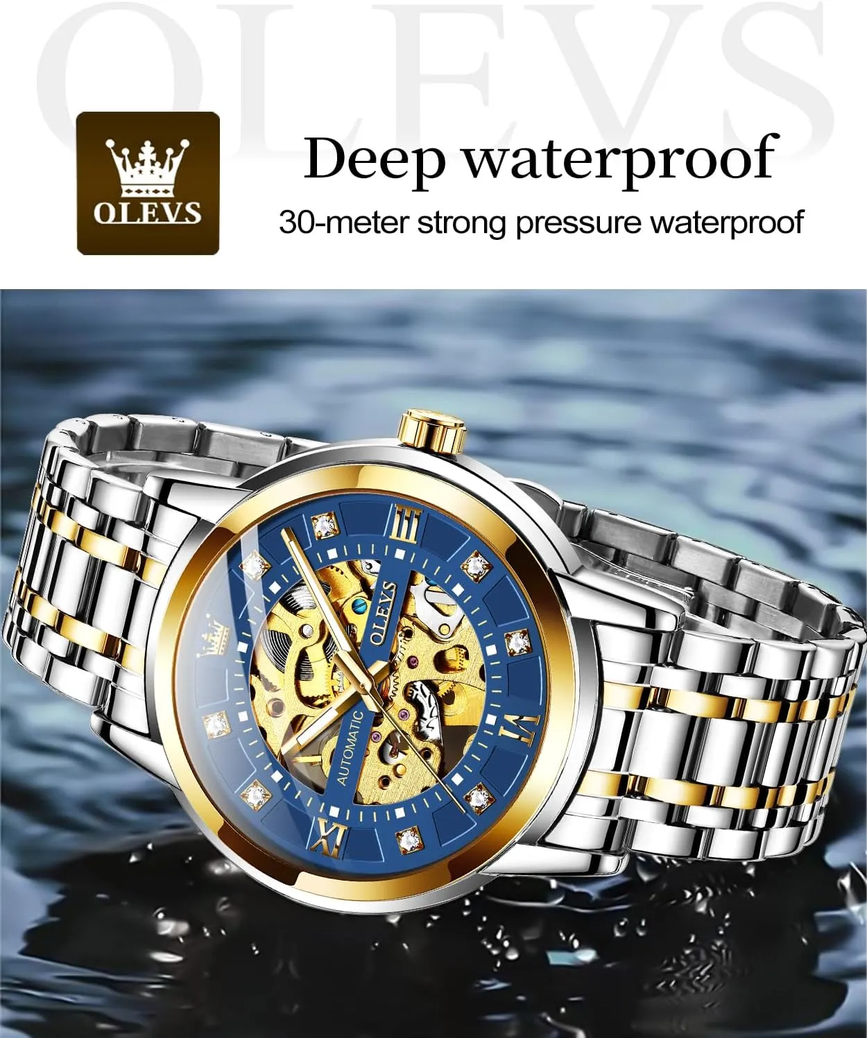 self Winding Luxury Dress Stainless Steel Waterproof Luminous Wrist Watches OLEVS Men��s Gold Skeleton Watch realistically notion churn oratorio so-called Automatic Mechanical 