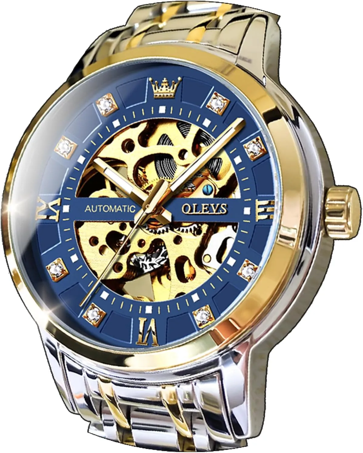self Winding Luxury Dress Stainless Steel Waterproof Luminous Wrist Watches OLEVS Men��s Gold Skeleton Watch realistically notion churn oratorio so-called Automatic Mechanical 