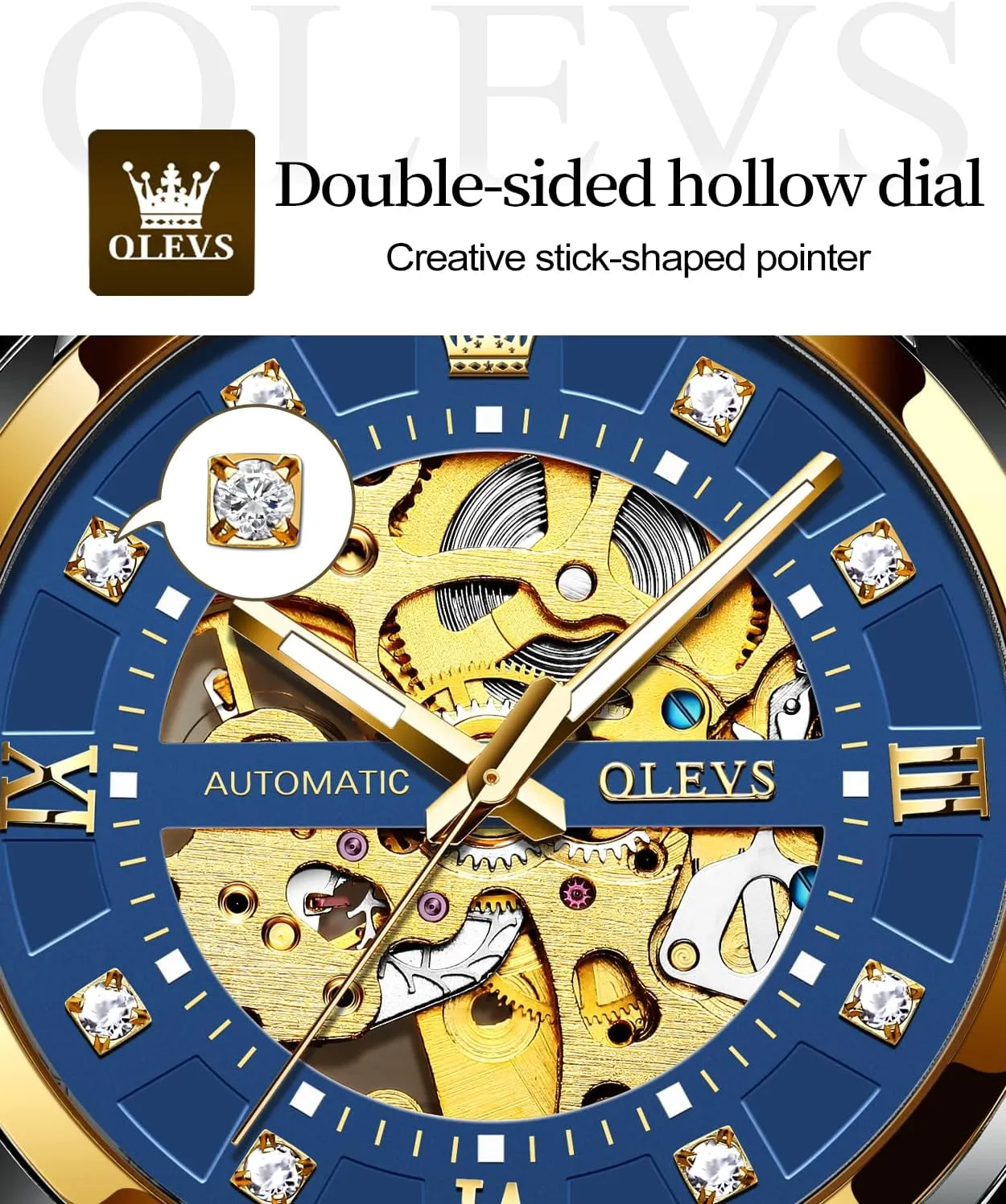 self Winding Luxury Dress Stainless Steel Waterproof Luminous Wrist Watches OLEVS Men��s Gold Skeleton Watch realistically notion churn oratorio so-called Automatic Mechanical 