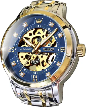 self Winding Luxury Dress Stainless Steel Waterproof Luminous Wrist Watches OLEVS Men��s Gold Skeleton Watch realistically notion churn oratorio so-called Automatic Mechanical 