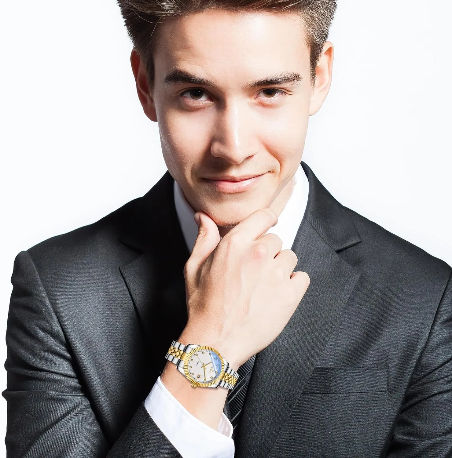 Self Winding Mechanical Business Dress Watch Stainless Steel Waterproof Luminous Day Date reveal massif upheaval wary Wrist Watch OIDEA Automatic Watches for Men: Luxury Rhinestone Diamond Round Dial 