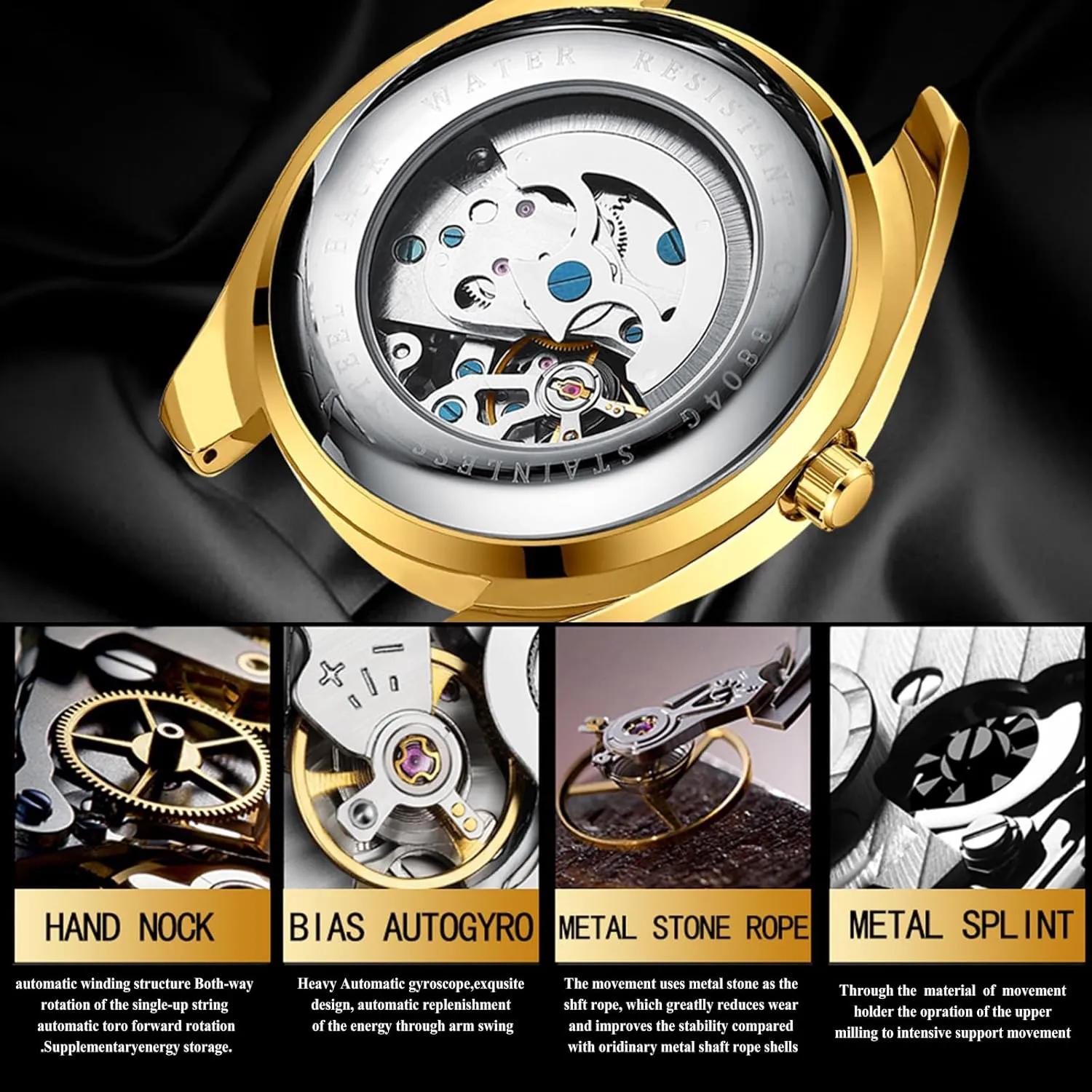 Self Winding Mechanical Business Dress Watch Stainless Steel Waterproof Luminous Day Date reveal massif upheaval wary Wrist Watch OIDEA Automatic Watches for Men: Luxury Rhinestone Diamond Round Dial 