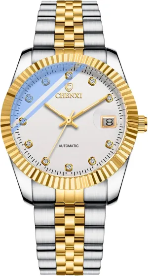 Self Winding Mechanical Business Dress Watch Stainless Steel Waterproof Luminous Day Date reveal massif upheaval wary Wrist Watch OIDEA Automatic Watches for Men: Luxury Rhinestone Diamond Round Dial 