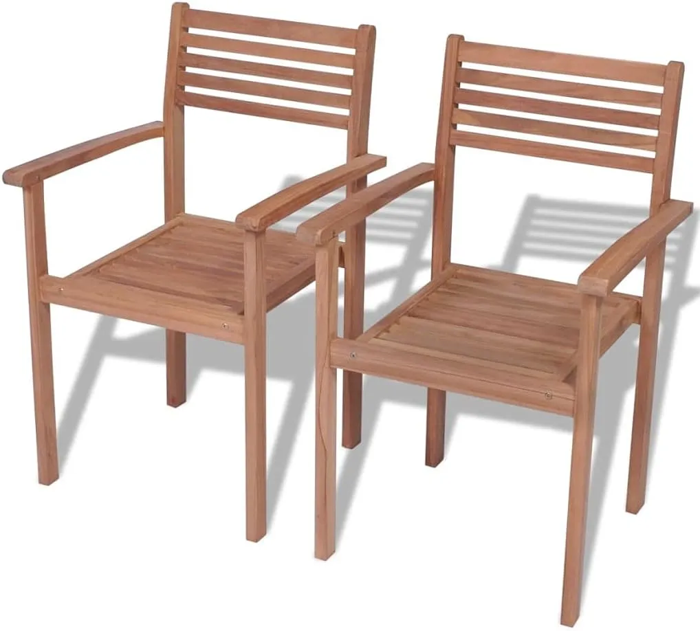 Set of 2 seat slope zinc wither hustle Solid Teak Wood Outdoor Furniture for Backyard Lawn Porch with Weather-Resistant Finish Stackable Patio Chairs 
