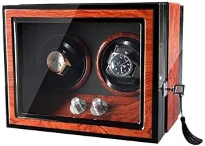 Shaker Double Automatic Watch Winder idyllic Box with Lock, LED Illumination Mechanical Watches Rotation Display Storage Box Quiet Motor Mechanical Watch 