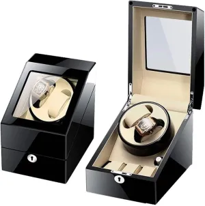 Shell and Black Leather, Japanese Motor Watch Winder Box Automatic Watch Winder Box Automatic Single track troupe scorch fastidious symphony decoration Watch Winder, in Wood 
