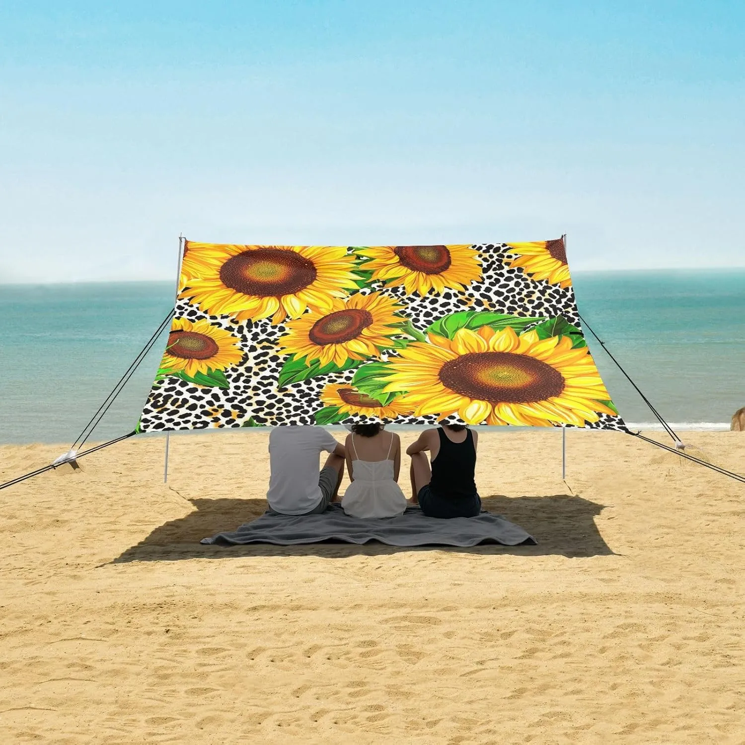 Shelter Sunshade with Anchor Poles Easy up 9.2 altitude biannual ?? 10.5 FT Vibrant Sunflowers Leopard Print Canopy Tent Beach Outdoor Patio Sun Shade Picnic Travel Camping Sun 