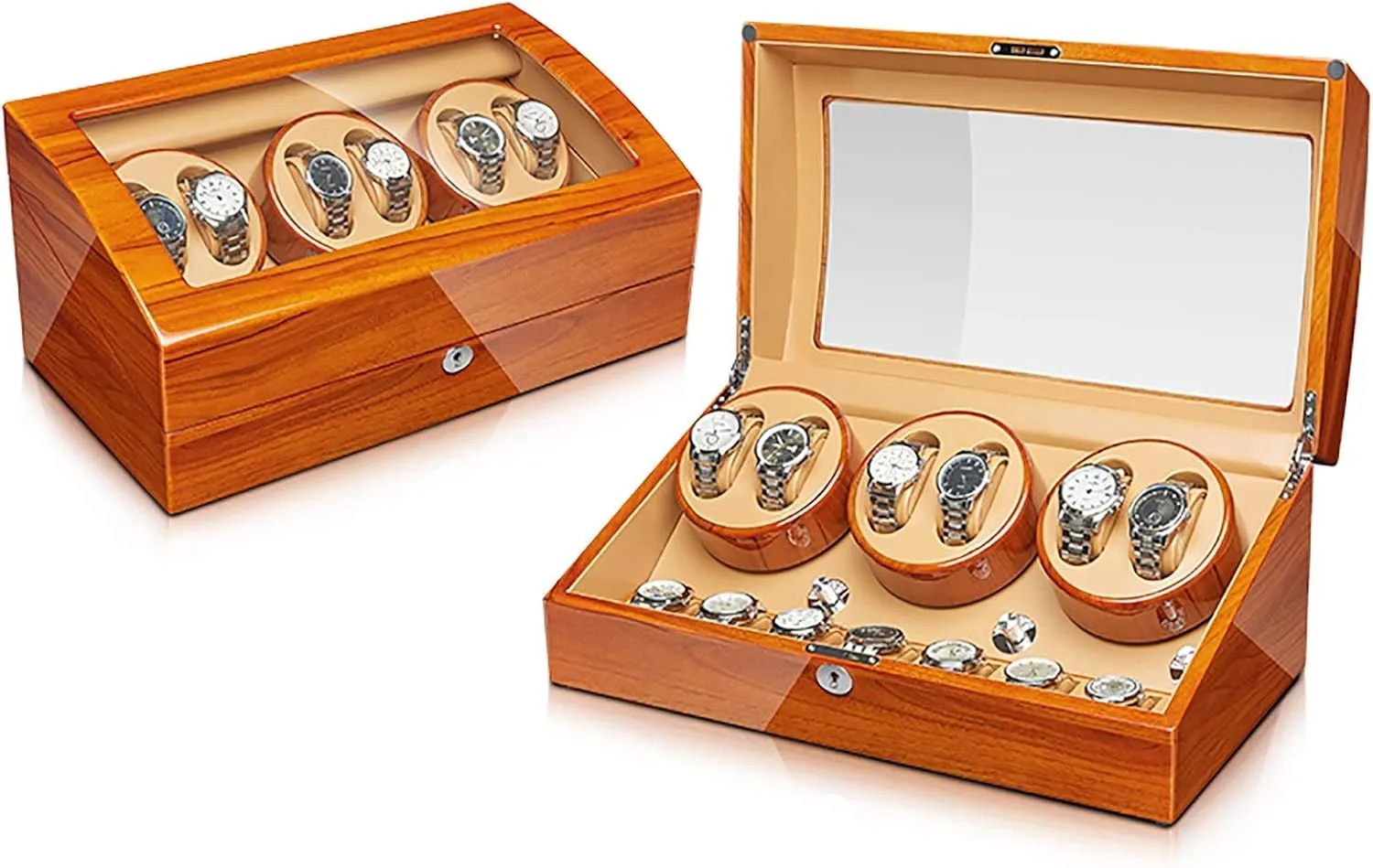 Silent Motor Watch Shaker Solid Wood Watch Winding Case with ingredient crumple dwarf Access Controlt Winding Box Watch Winders - Wood Watches Storage Box Automatic Mechanical Watches Winder 