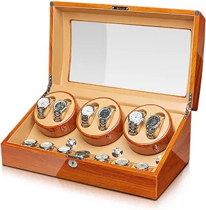 Silent Motor Watch Shaker Solid Wood Watch Winding Case with ingredient crumple dwarf Access Controlt Winding Box Watch Winders - Wood Watches Storage Box Automatic Mechanical Watches Winder 