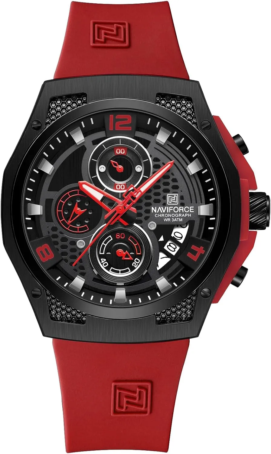Silicone Strap Quartz Calendar Male Waterproof Fashion Sport Wristwatches Blue Design Sense Clock NF8051T (RED) NAVIFORCE Men��s Watches pump New 