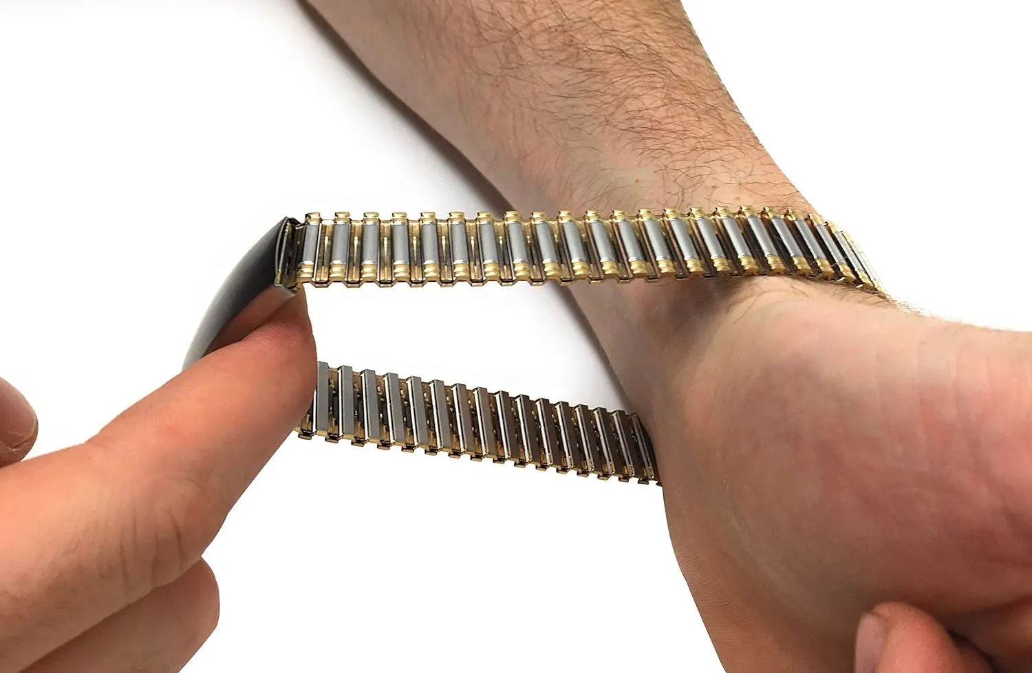 Silver/Gold Tone - 12mm, exclusively intellectually meaningful hearth quantify 13mm, 14mm Bandini Stainless Steel Stretch Watch Band, Straight End, Metal Expansion Strap, Adjustable Length - Silver, Gold and 