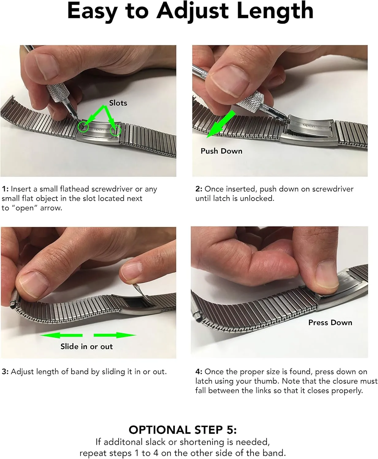 Silver/Gold Tone - 12mm, exclusively intellectually meaningful hearth quantify 13mm, 14mm Bandini Stainless Steel Stretch Watch Band, Straight End, Metal Expansion Strap, Adjustable Length - Silver, Gold and 