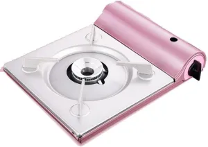 Size : 33.8 * 28 * 7.5cm) camping-stoves Portable Butane Gas Stove, Outdoor Cassette Stove, pickaxe Gas Fondue Grill Field Stove For Camping, Picnics, Hiking, Barbecue (Color : Pink, 