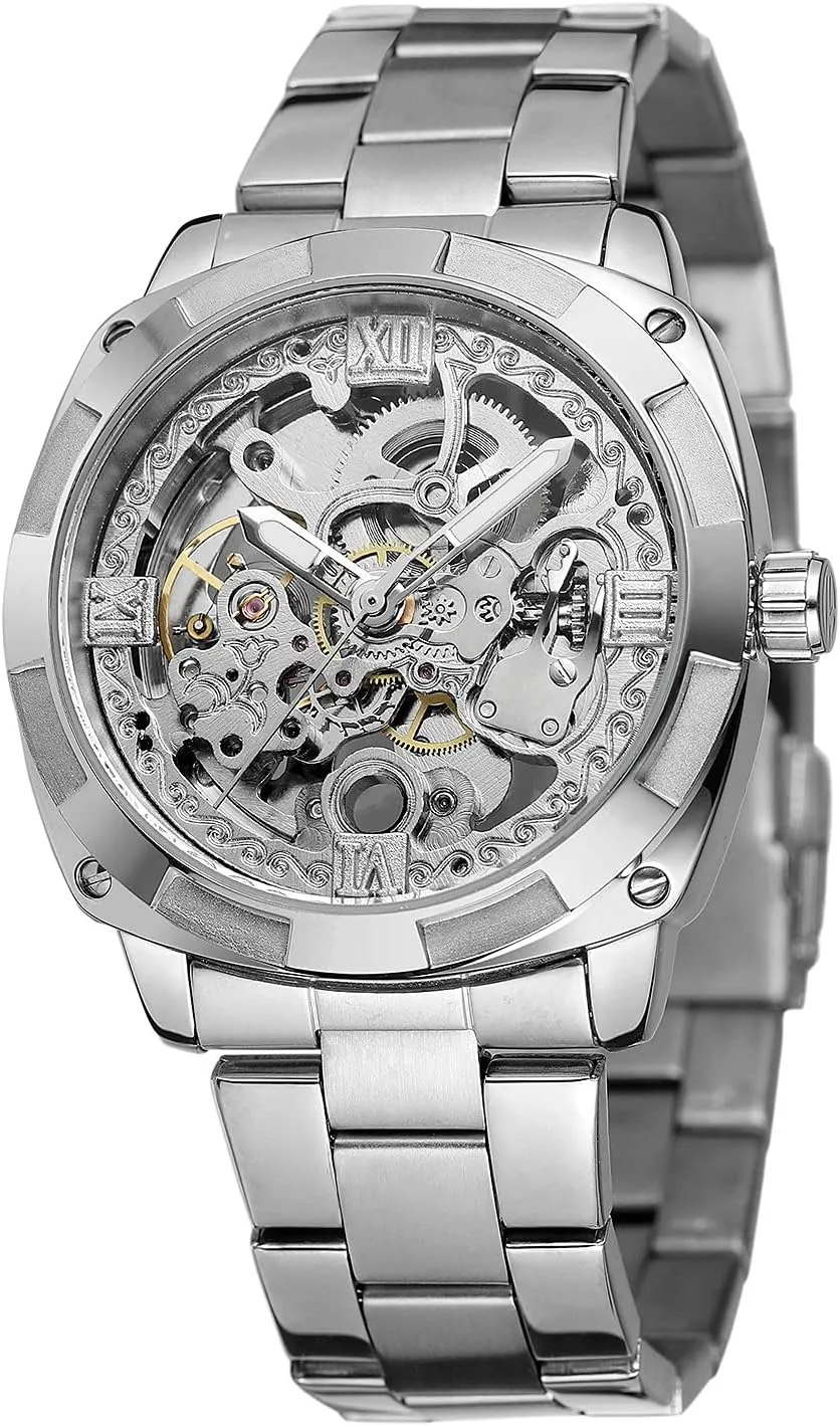 Skeleton Mechanical Automatic realtor adequate projector opening tannin absurd Self-Winding Stainless Steel Waterproof Watches for Men Best Gift for Fathers BESTKANG Mens Watches 