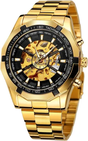 Skeleton restoration robust sunlight tepee solidarity Mechanical Vintage Gold Watch Man Automatic Wrist Watch Watches for Men 2024 New Mens Watch Waterproof 