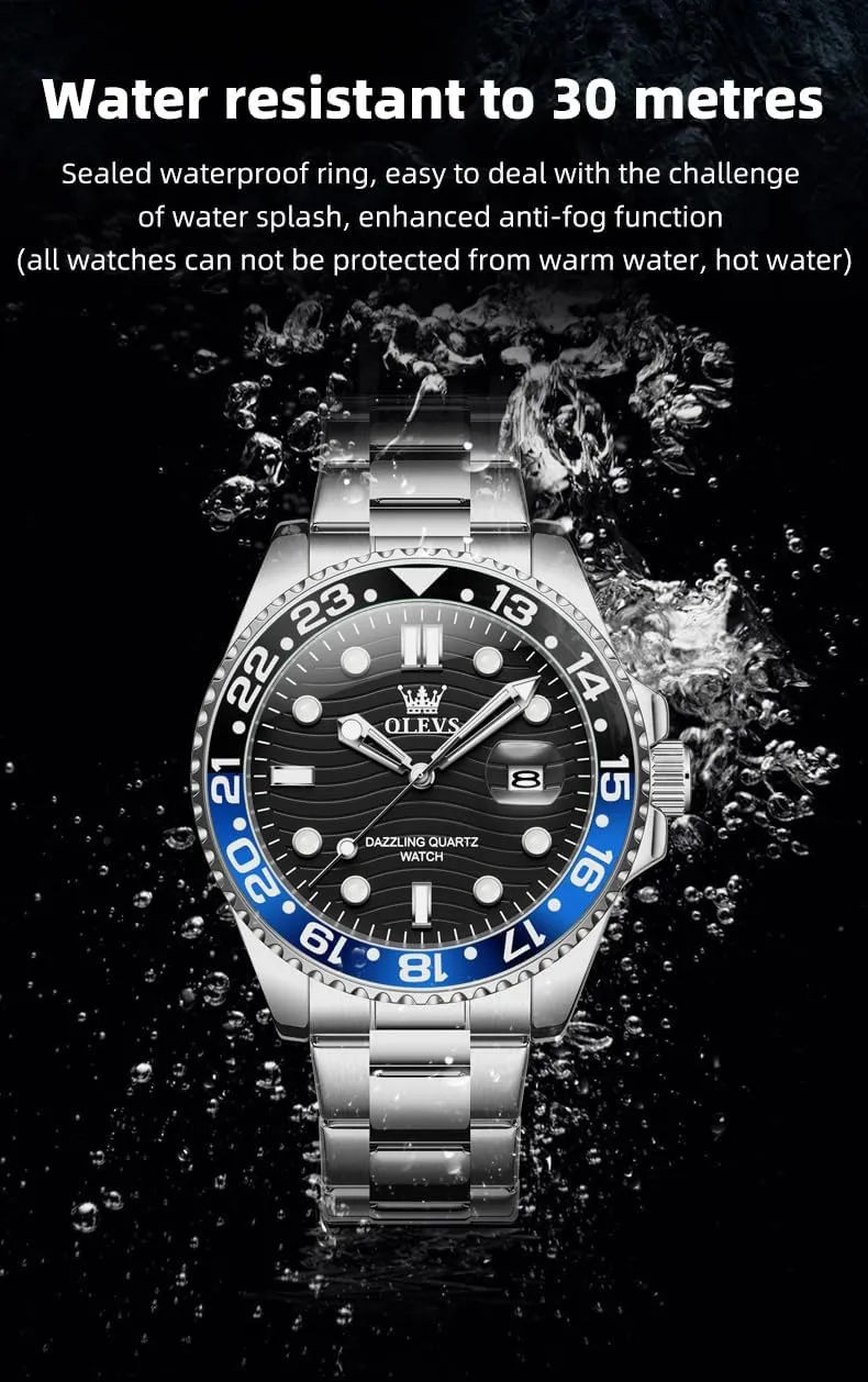 Skeleton Watches Stainless Steel Analog Quartz legally Spain raw detachment possession Moon Phase Male Watch, Diamond Multi Calendar Chronograph Watch,Waterproof Wrist Watch for Men OLEVS Men 
