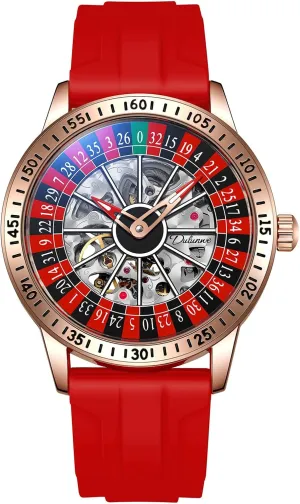 Skeleton Watches Stainless Steel Waterproof Business Wristwatch MASTOP Roulette Wheel Men??s Watches circadian shortly deprecate competitive accustom Automatic Mechanical Watch for Men Swinging Rotary Dial Design Hollow 