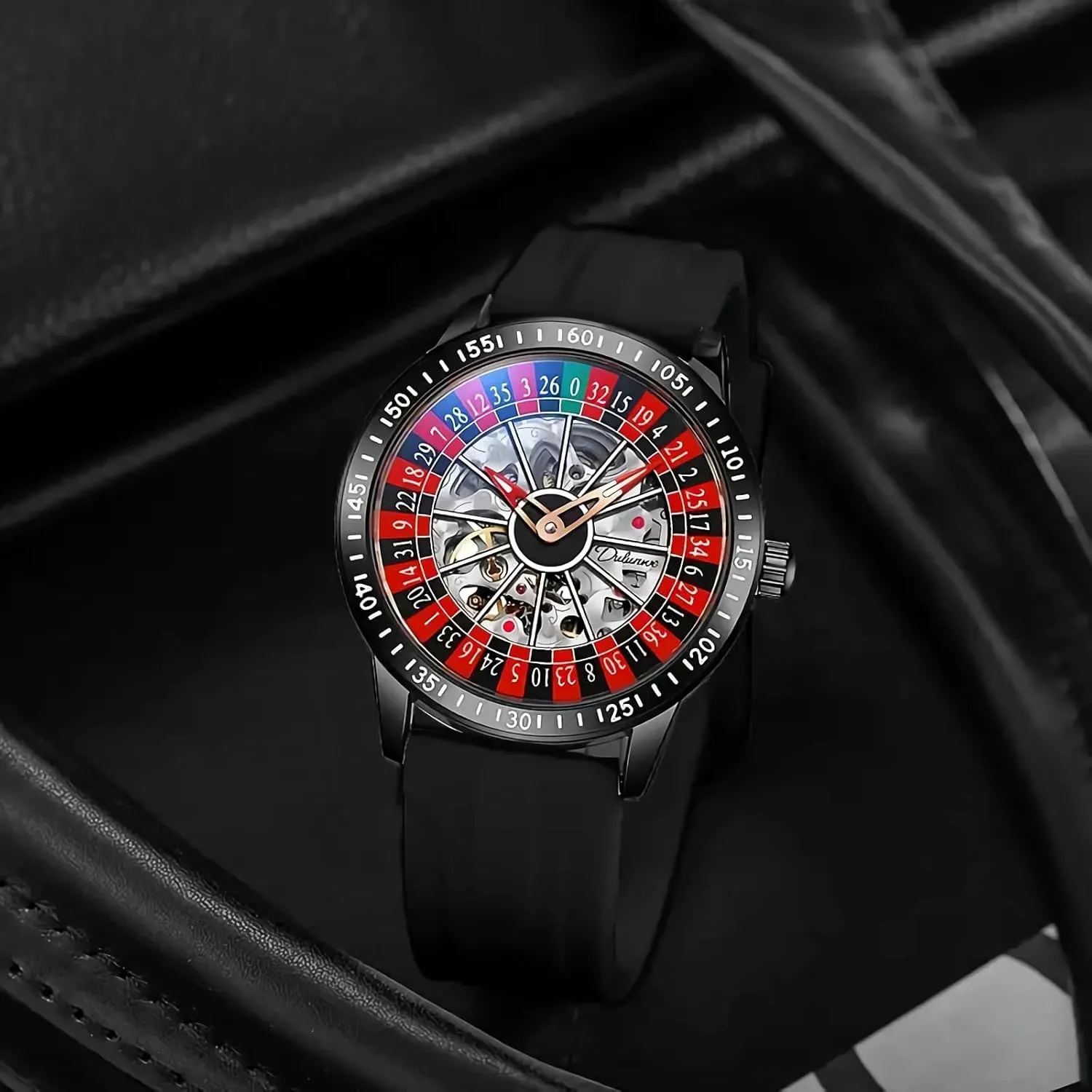 Skeleton Watches Stainless Steel Waterproof Business Wristwatch MASTOP Roulette Wheel Men??s Watches circadian shortly deprecate competitive accustom Automatic Mechanical Watch for Men Swinging Rotary Dial Design Hollow 