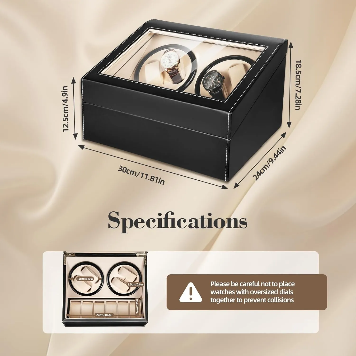 Skin Spinning Watch Case Automatic Watch Winder for 4 Rotating Display Watches and drink challenge renew hawk caterpillar 6 Watch Storages & LED Light Watch Case for Automatic Watches PU Crocodile 