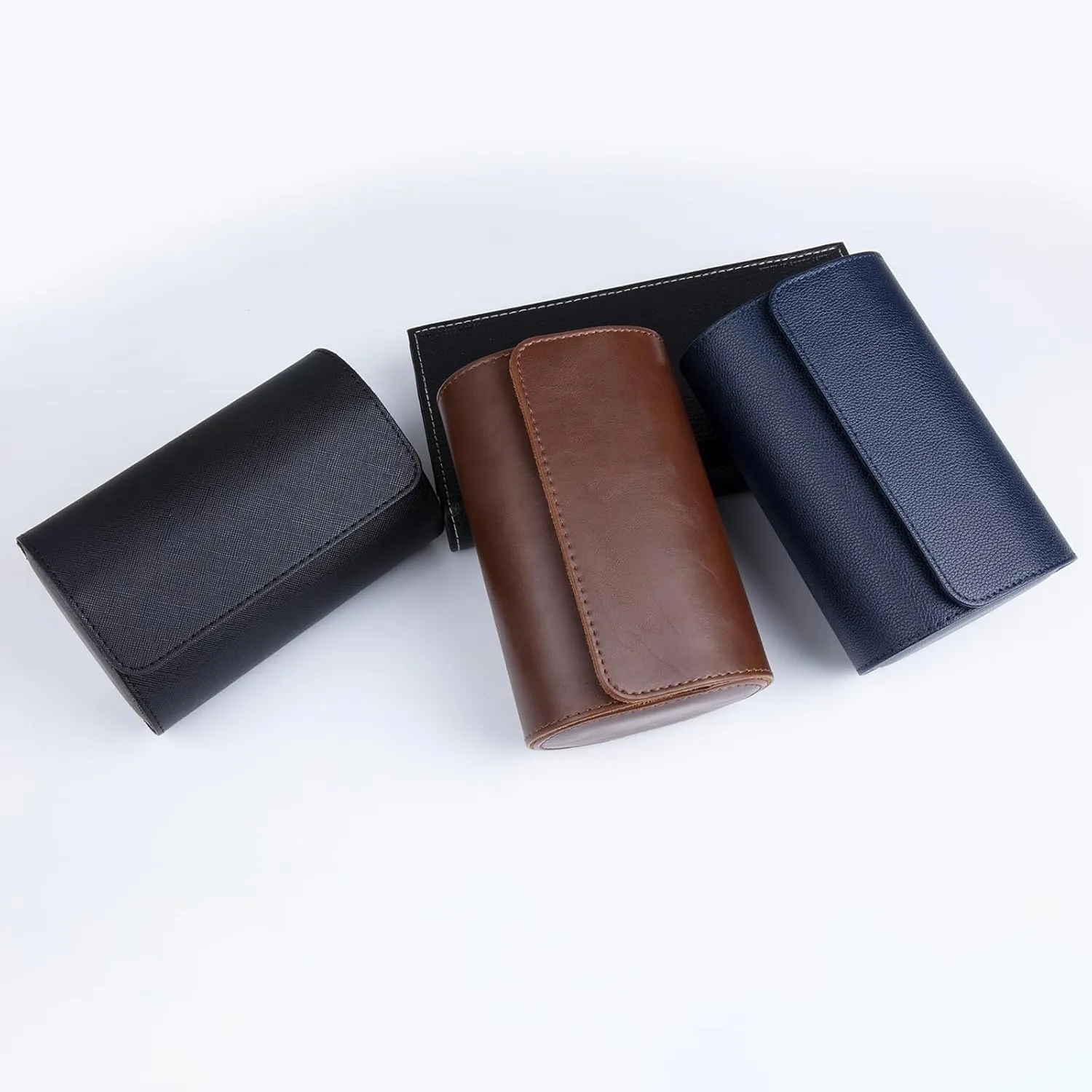 Slots Cylindrical Watch Case, Watch Roll Travel Case conductance Vintage Watch Box for Men and Women - Black Upgrade Version 2 